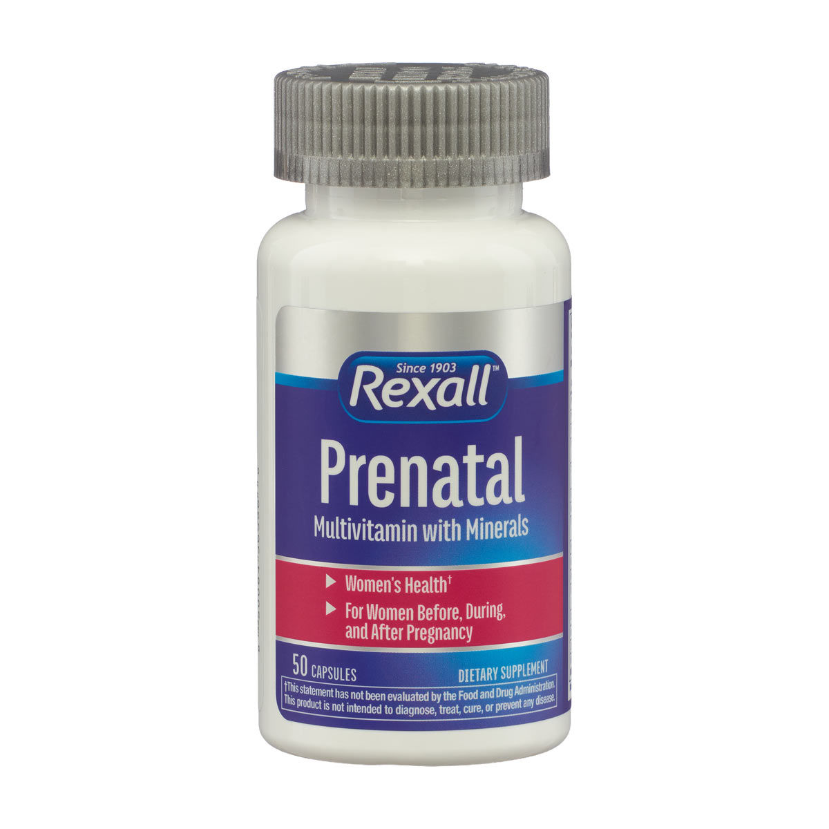 Rexall Prenatal Multivitamin with Minerals Capsules, 50 ct