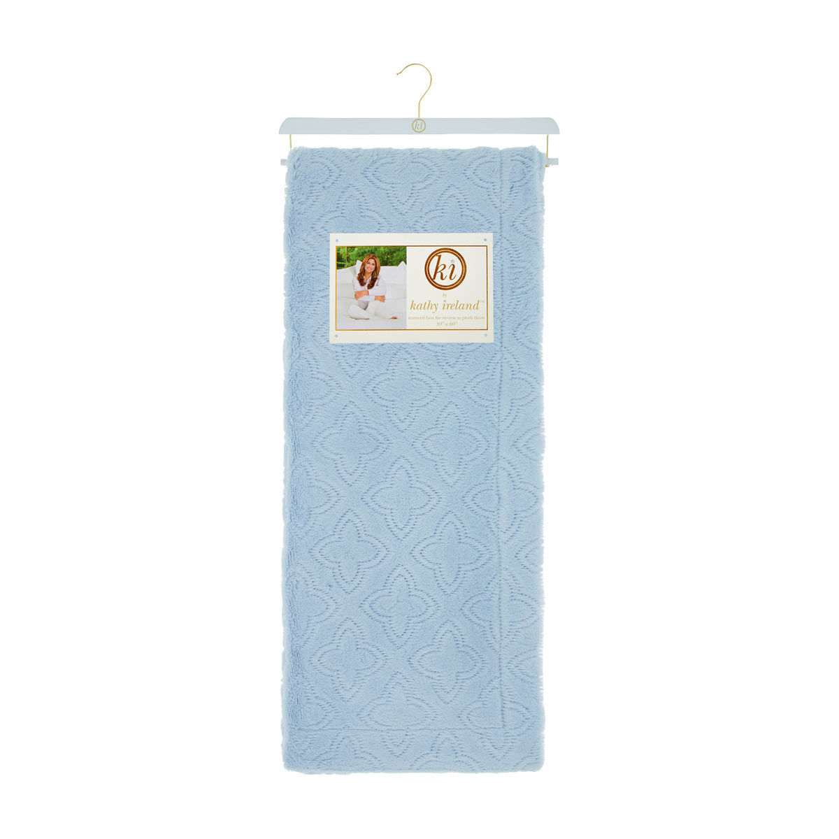 Kathy Ireland Light Blue Fur Reverse-to-Plush Throw, 50x60 in