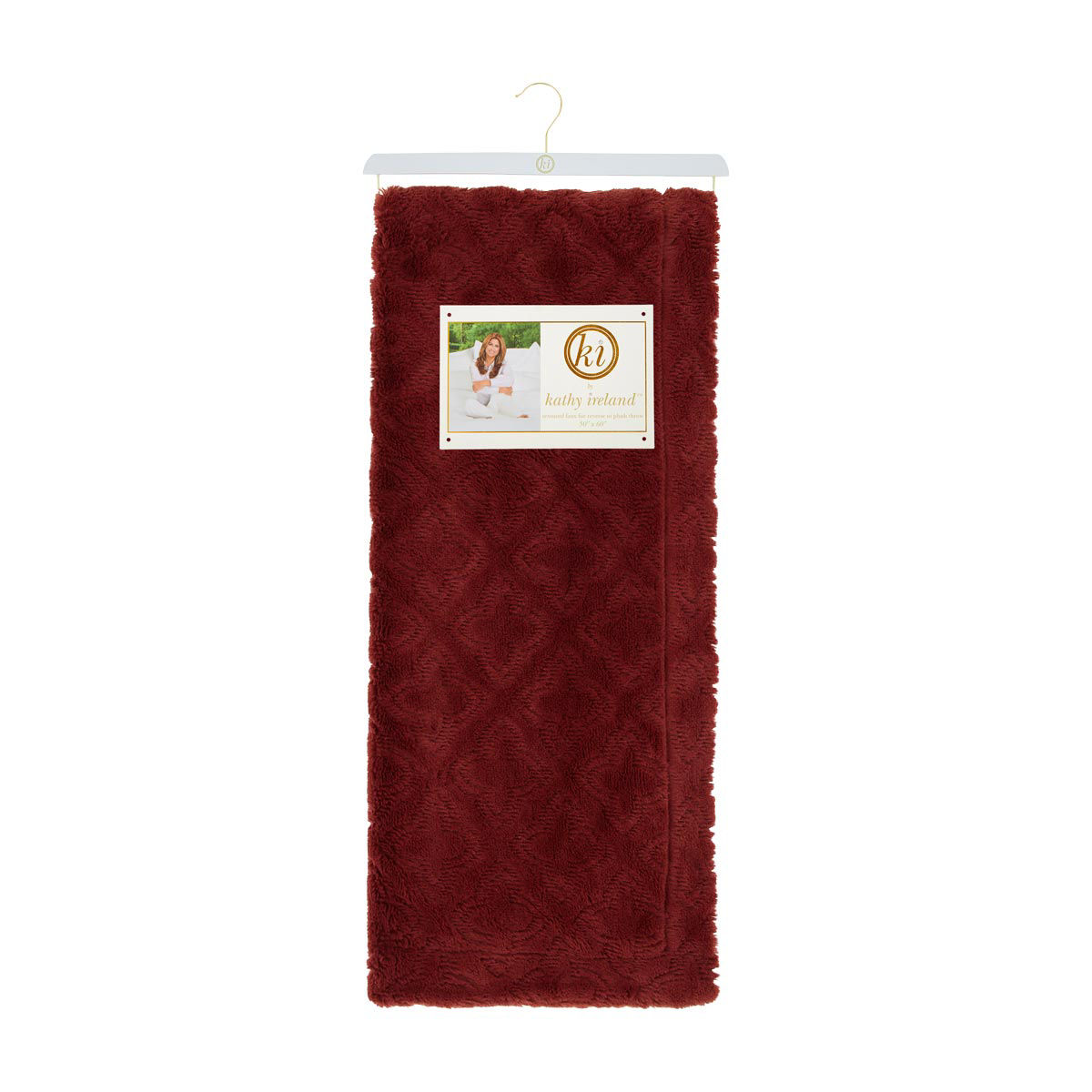 Kathy Ireland Wine Fur Reverse-to-Plush Throw, 50x60 in