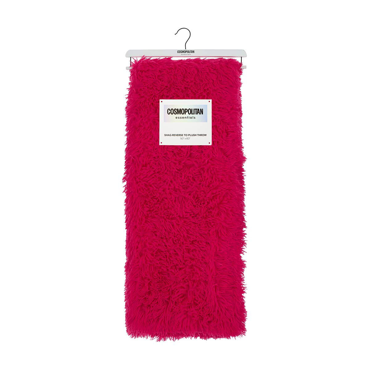 Cosmopolitan Essentials Pink Shag Reverse-to-Plush Throw, 50 x 60 in