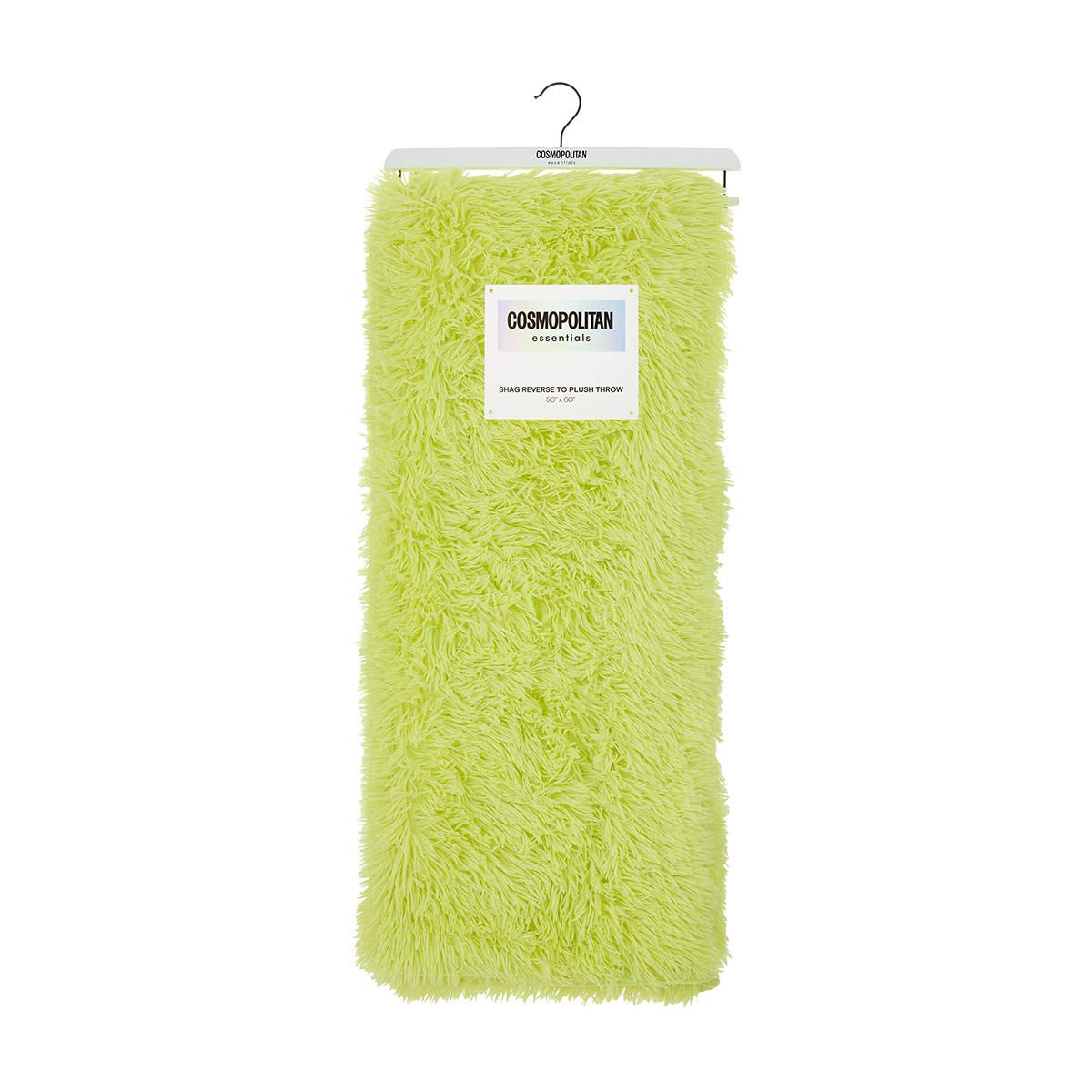 Cosmopolitan Essentials Green Shag Reverse-to-Plush Throw, 50 x6 0 in