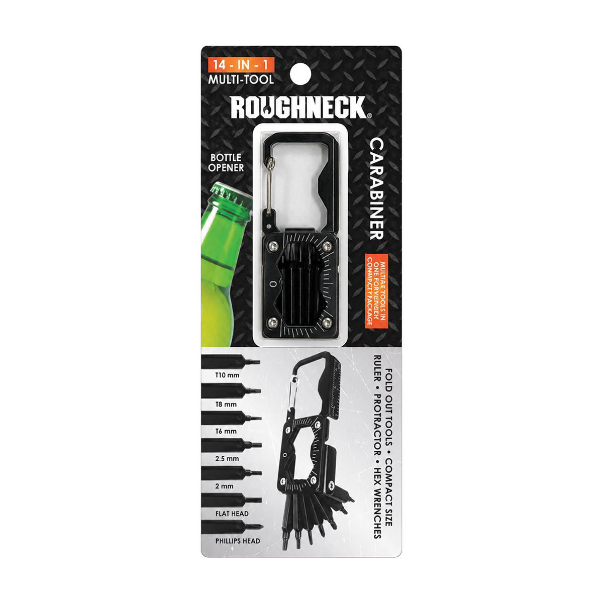 Roughneck 14-in-1 Multi-Tool Carabiner with Bottle Opener