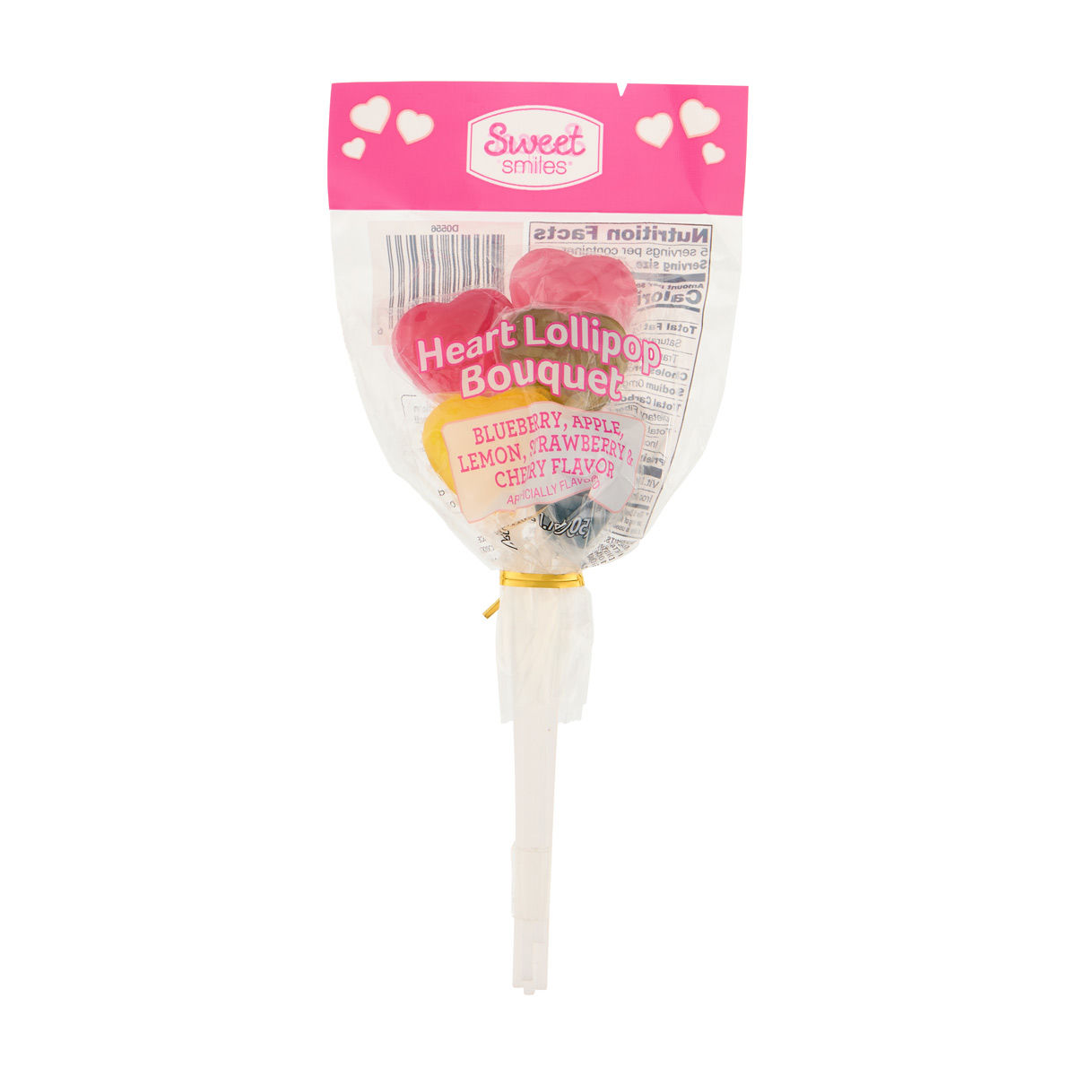 Sweet Smiles Heart Lollipop Bouquet, 1.76 oz, 5 Assorted Flavors