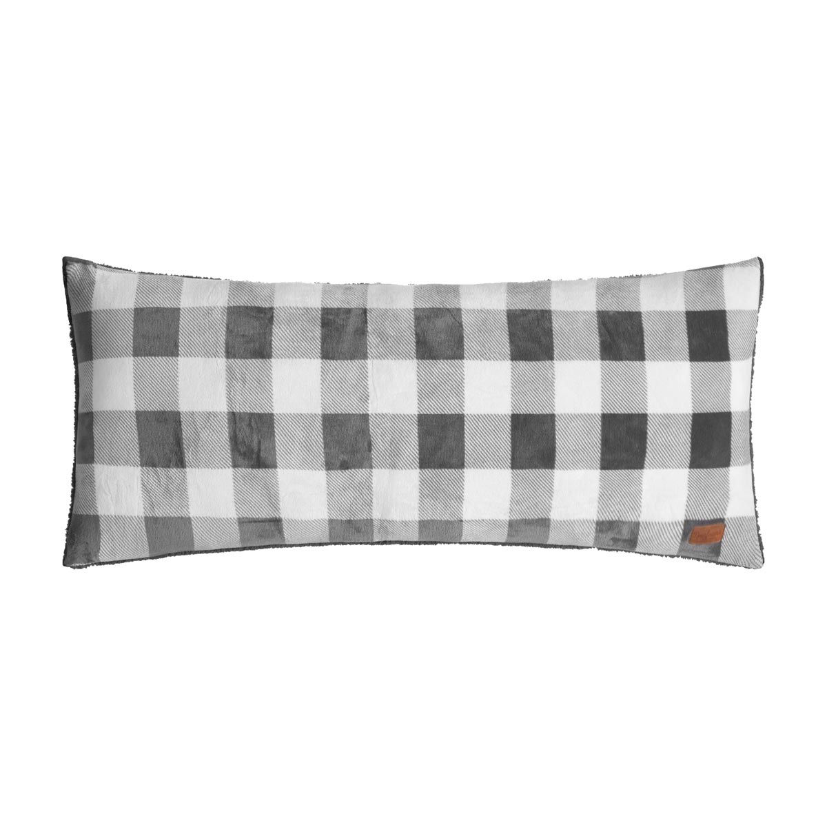 Gray & White Buffalo Plaid Body Pillow, 20x48 in
