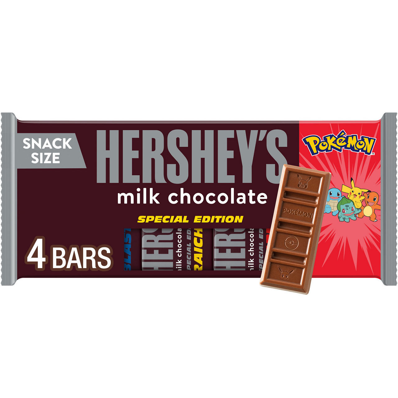 HERSHEY'S Milk Chocolate Pokémon .45 oz Candy Bars, 4 ct