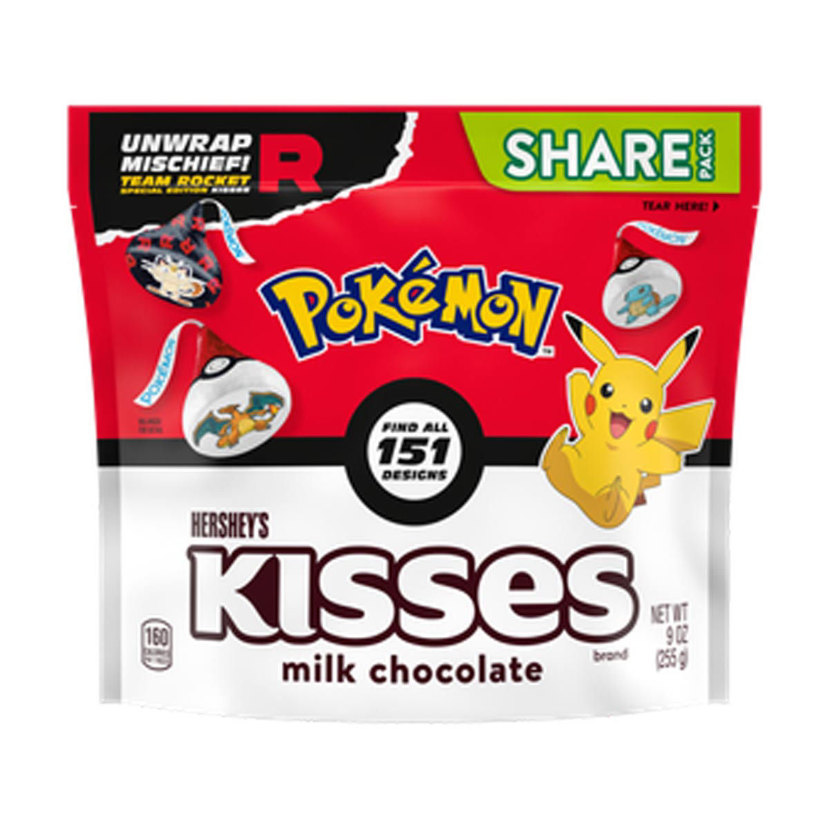 HERSHEY'S KISSES Milk Chocolate Pokemon Team Rocket, Candy Bag, 7.02 oz