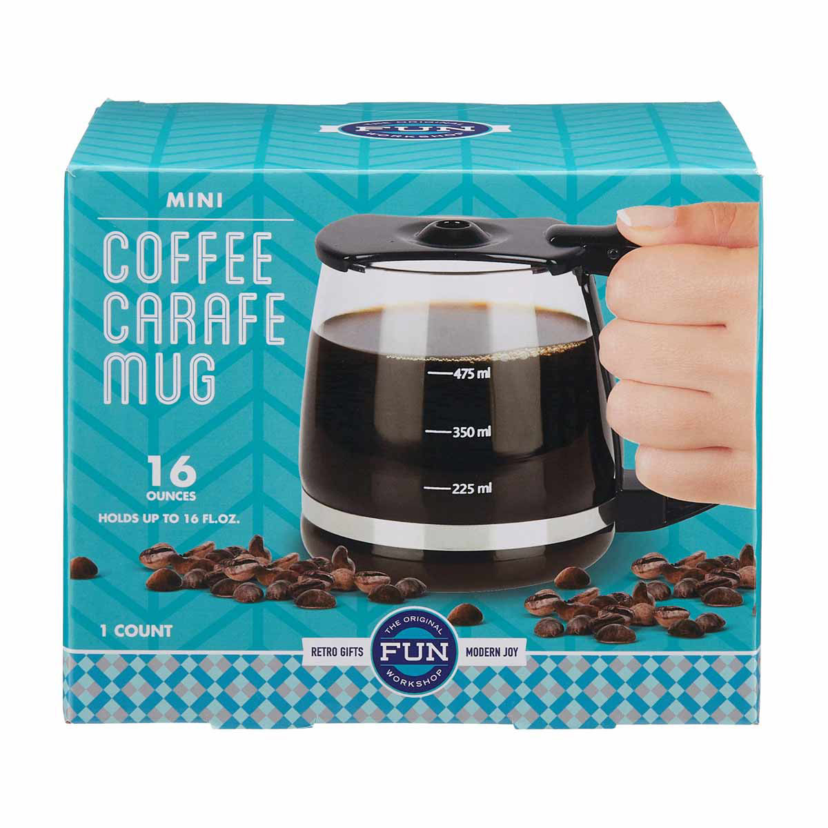 Clear Coffee Carafe Mug with Black Handle, 16 oz