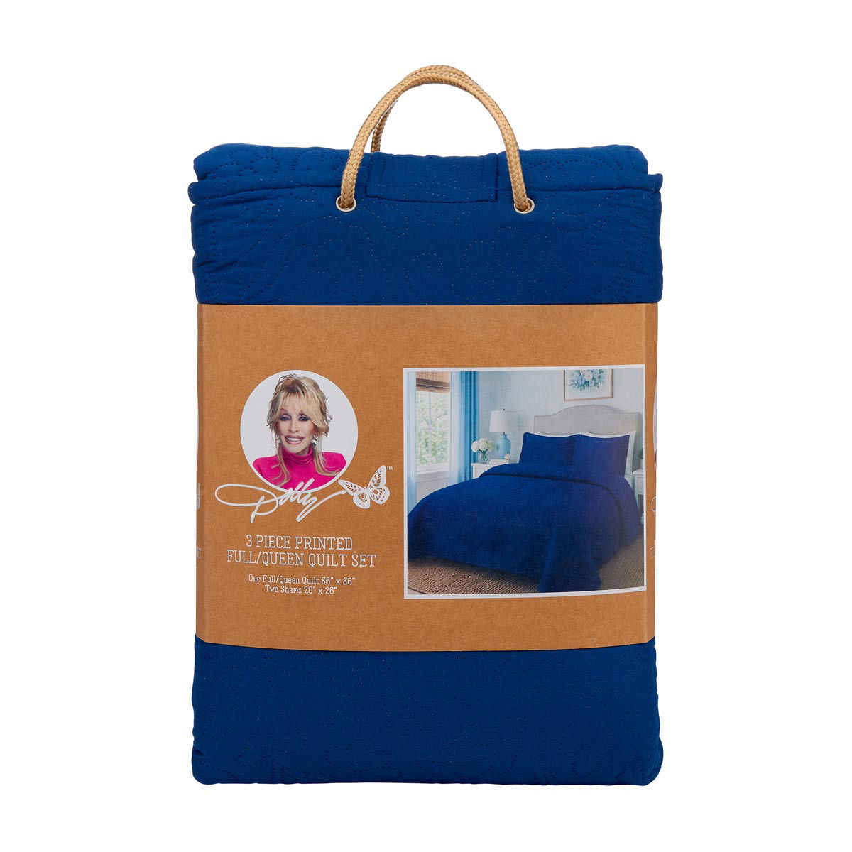 Dolly Parton Navy Blue 3 Piece Printed Quilt Set, Full/Queen