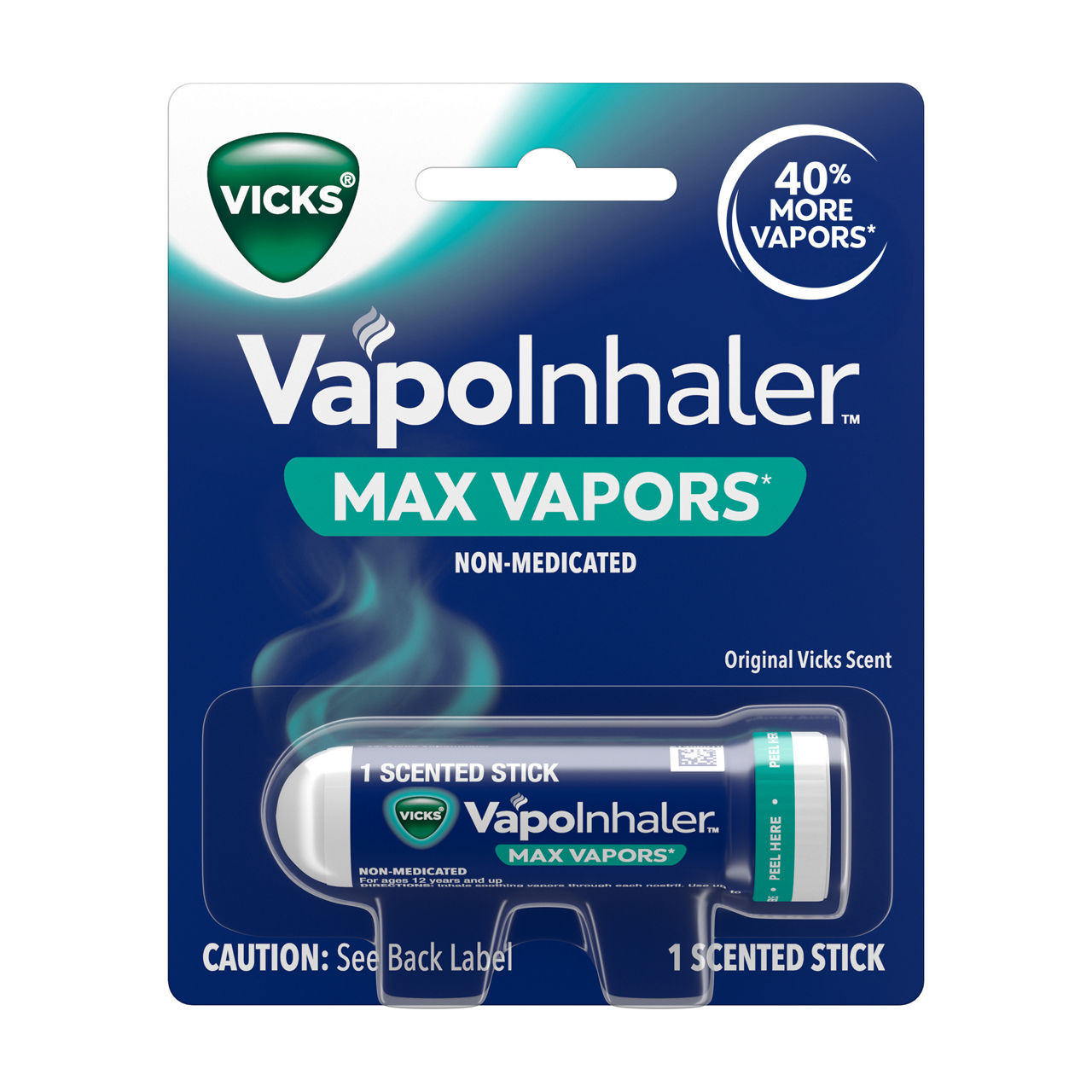 Vicks VapoInhaler Max Vapors Non-Medicated, 1 Scented Stick
