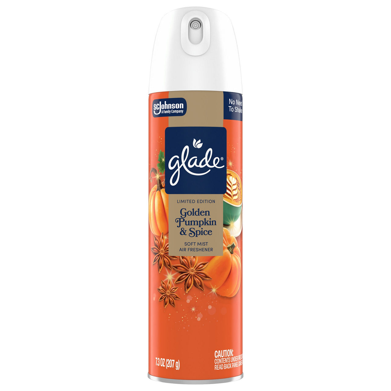 Glade® Soft Mist Odor Fighting Aerosol Air Freshener, Golden Pumpkin & Spice, 7.3oz, 1 count