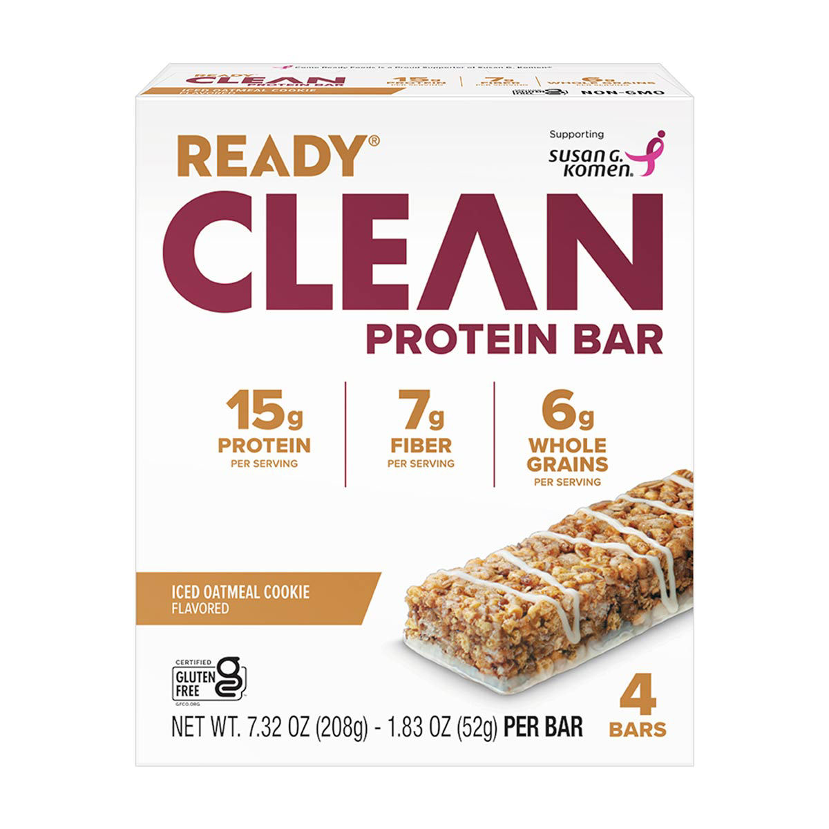 Ready Iced Oatmeal Cookie Flavored Clean Protein Bars, 4 ct, 7.32 oz