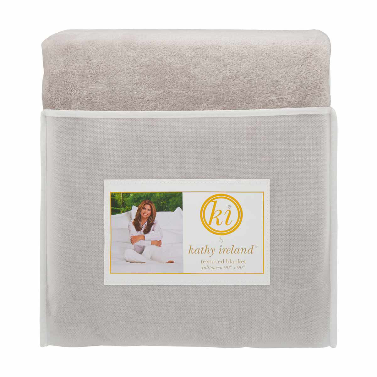 Kathy Ireland Gray Textured Blanket, 90x90 in