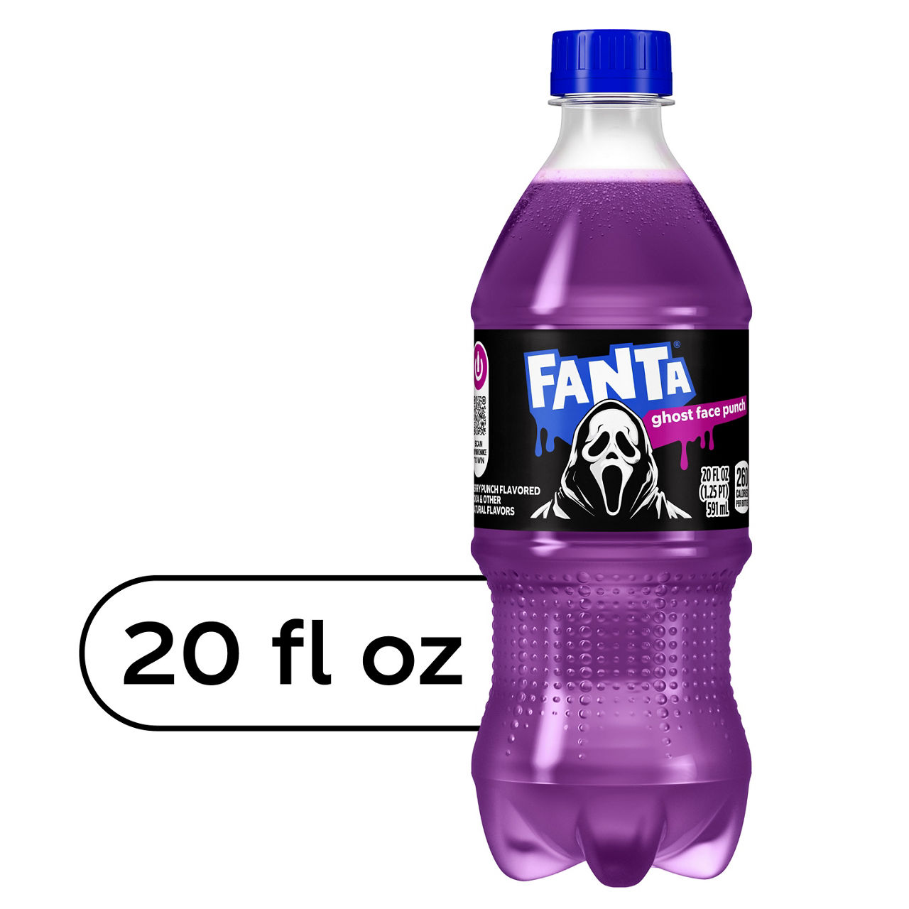 Fanta Ghost Face Punch Soda Soft Drink Bottle, 20 fl oz