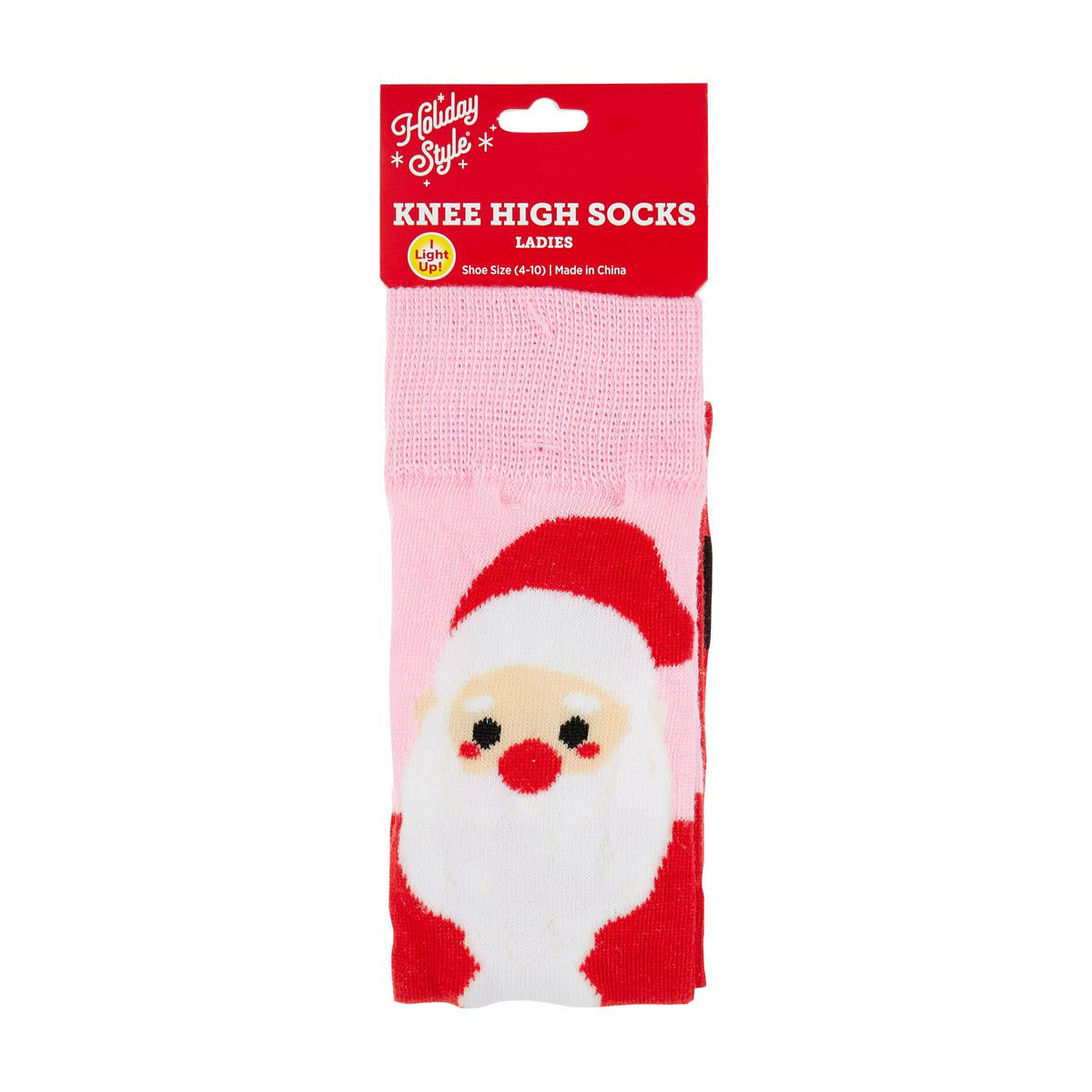 Holiday Style Ladies' Light-Up Christmas Santa Knee High Socks