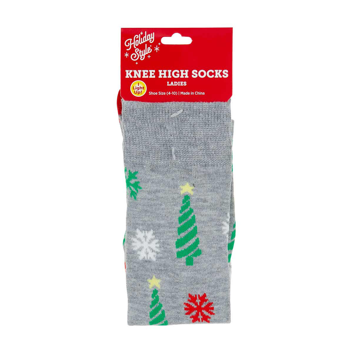 Holiday Style Ladies' Light-Up Christmas Tree Knee High Socks