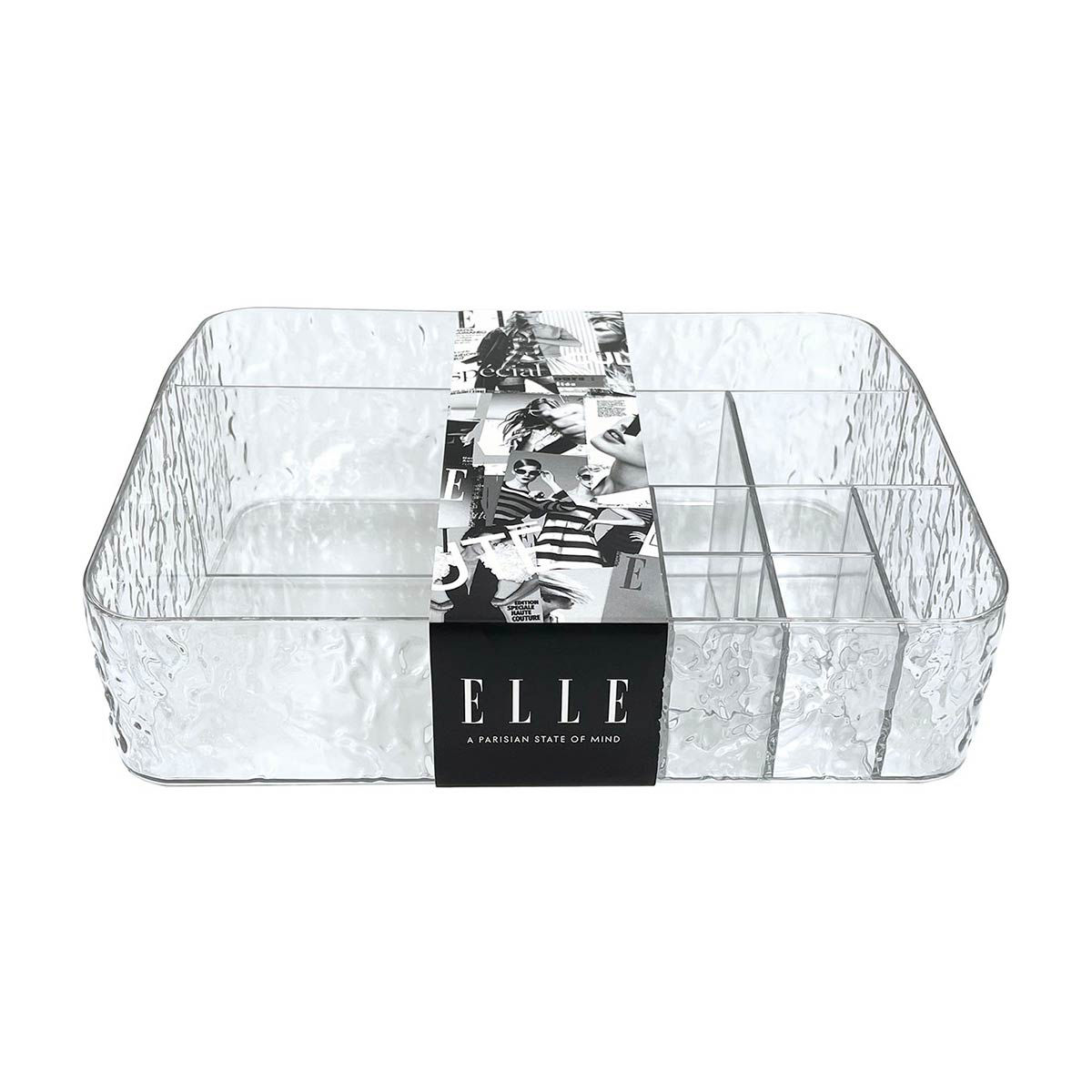 ELLE Clear Textured Acrylic Compartment Organizer