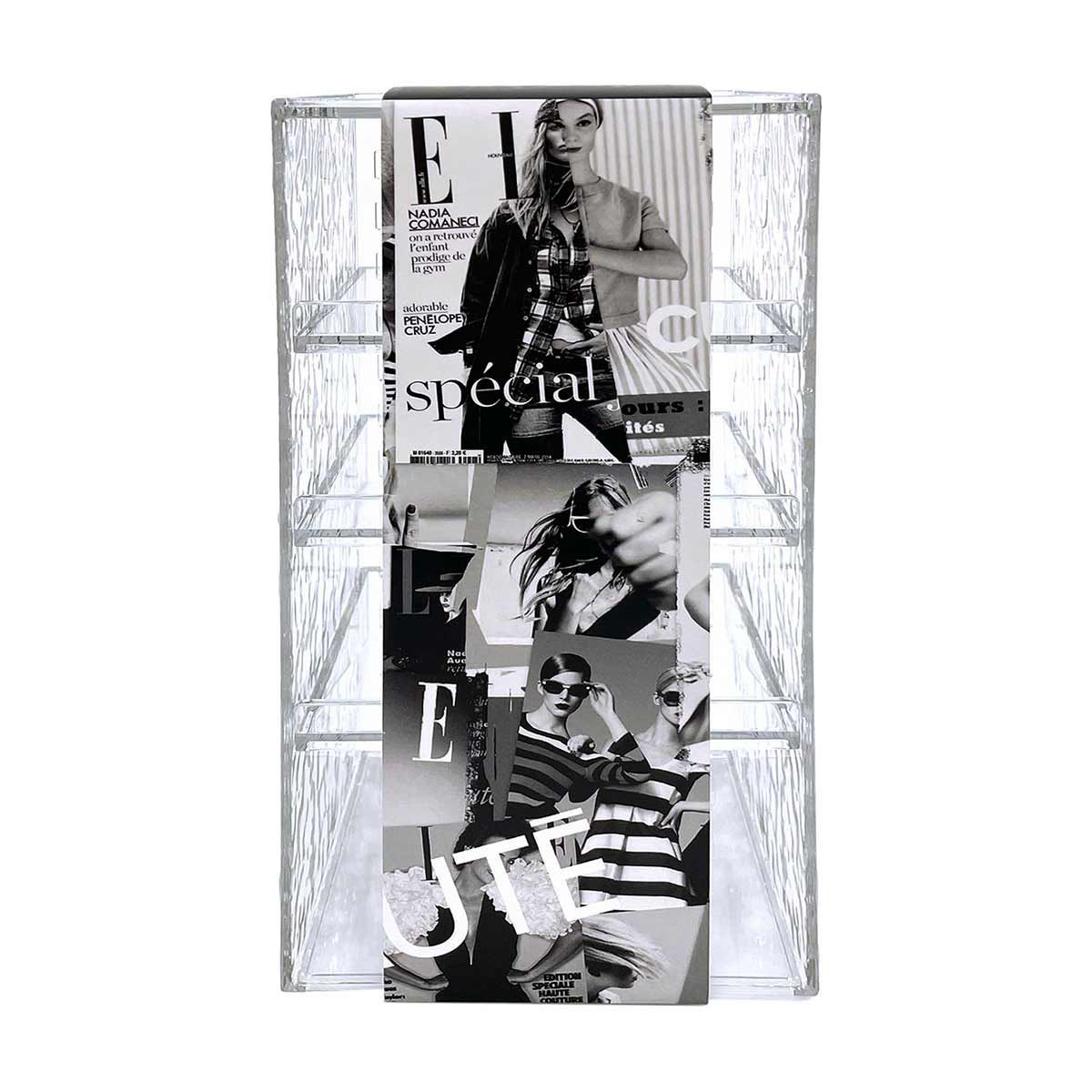 ELLE Clear Textured Acrylic 4-Compartment Organizer