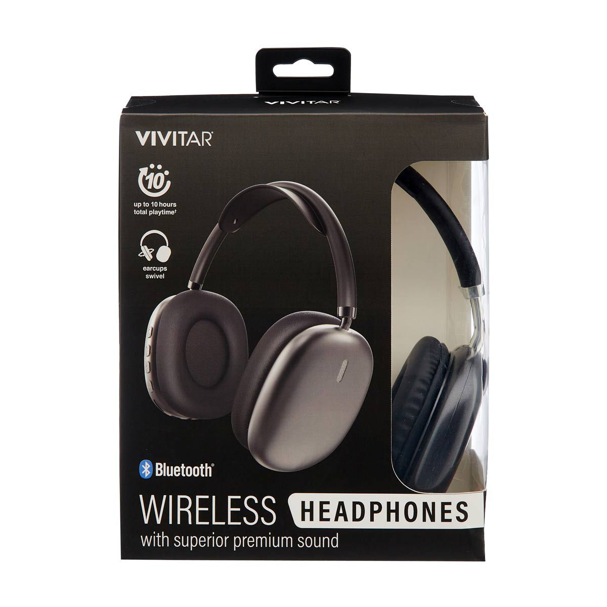Vivitar Boost Black Wireless Headphones, 10 Hour Playtime