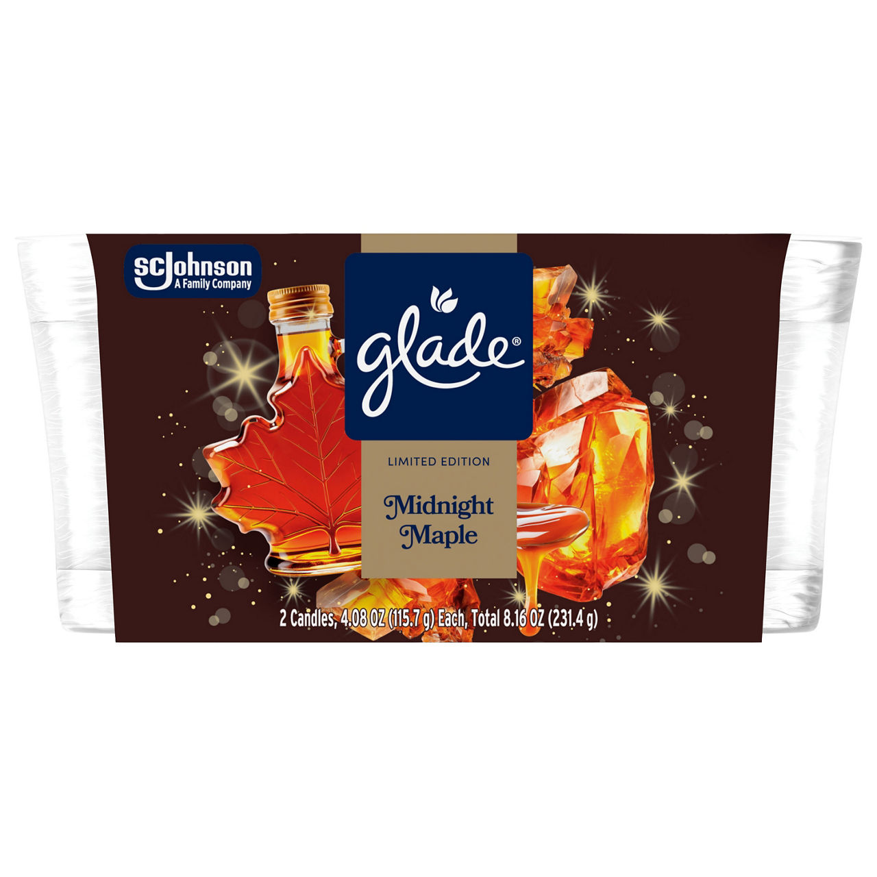 Glade® Jar Candle, Midnight Maple, 4.08oz., 2 count
