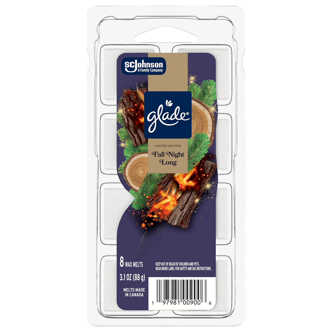 Glade® Wax Melts, Fall Night Long, 3.1oz., 8 Count Per Pack