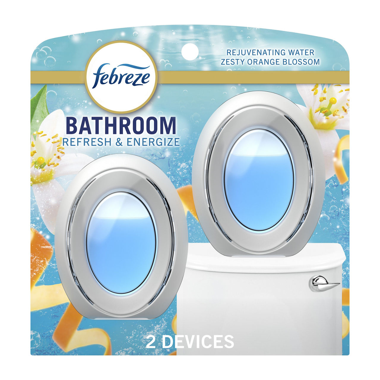 Febreze BATH Air Freshener, Odor-Fighting, Refresh & Energize Scent, 2 Count