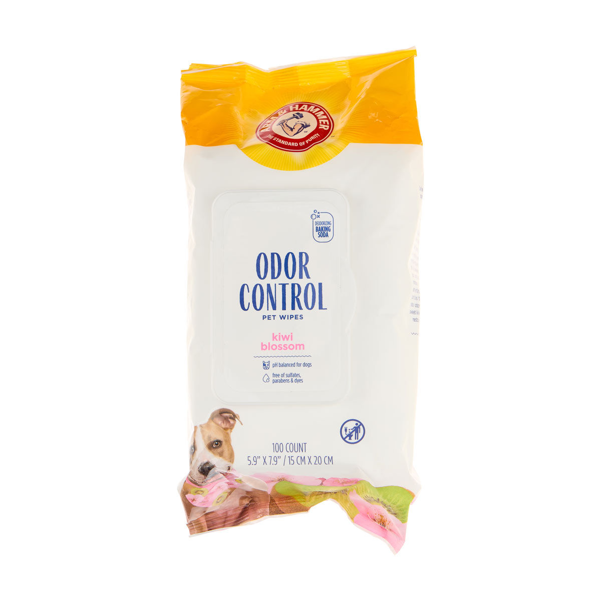 Arm & Hammer Odor Control Pet Wipes, Kiwi Blossom, 100 ct