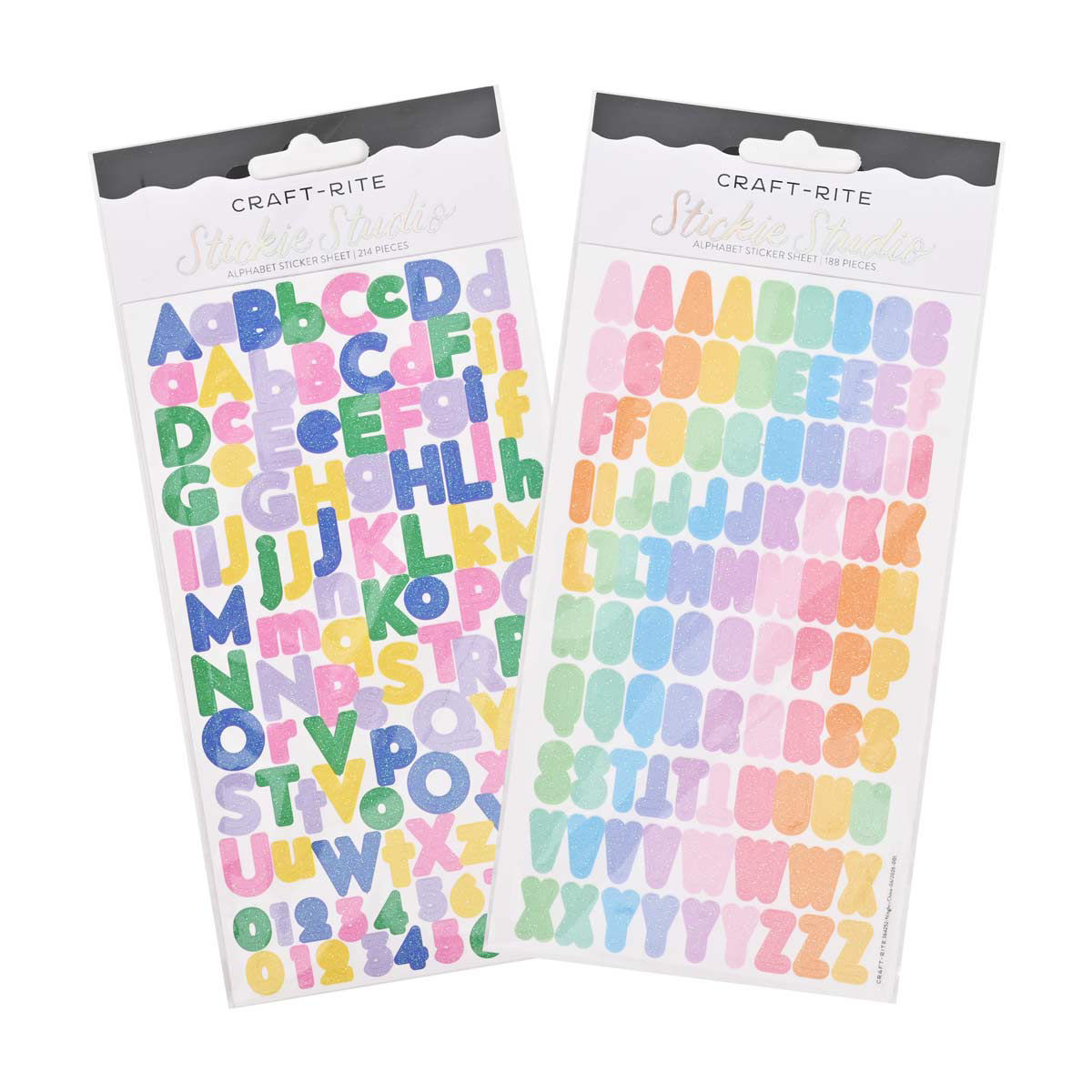 Craft-Rite Stickie Studio Glitter Alphabet Sticker Sheets, 2 Assorted Styles
