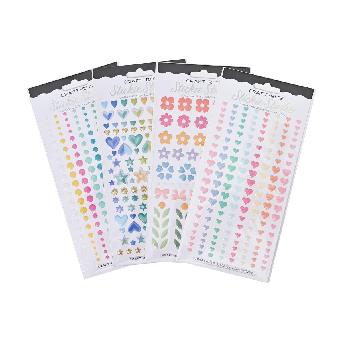 Craft-Rite Stickie Studio Dimensional Sticker Sheets, 4 Assorted Designs