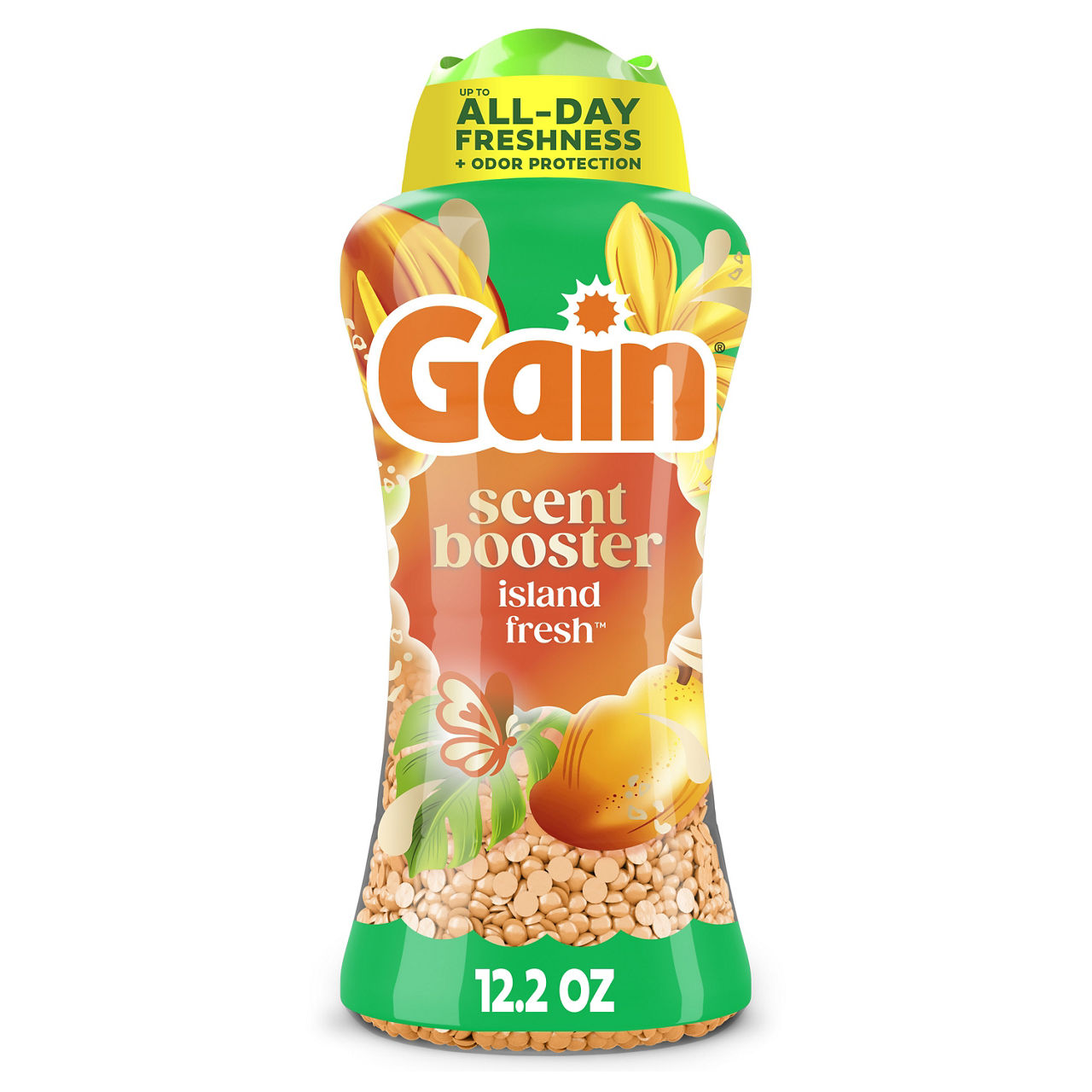 Gain In-Wash Laundry Scent Booster Beads Long-Lasting Fresh Scent Beads All Day Freshness and Odor Protection, Island Fresh Scent, 12.2 oz