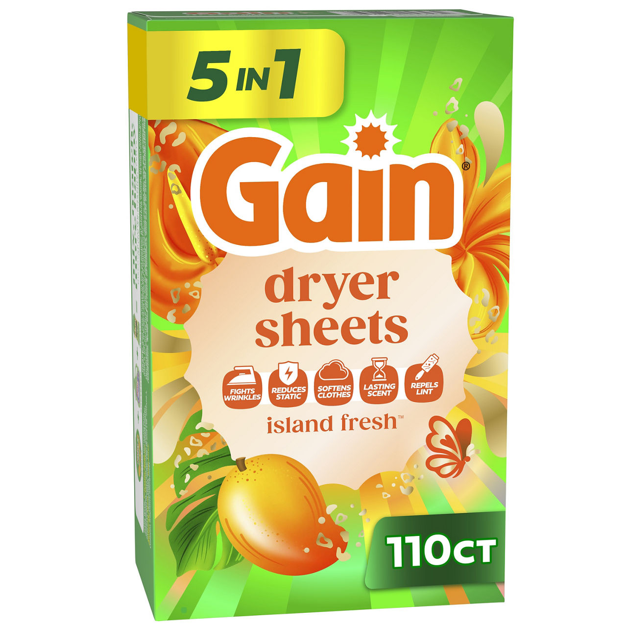 Gain Sheet Isl Frsh 110c Gain Dryer Sheets Island Fresh 110 Count — Dollar General