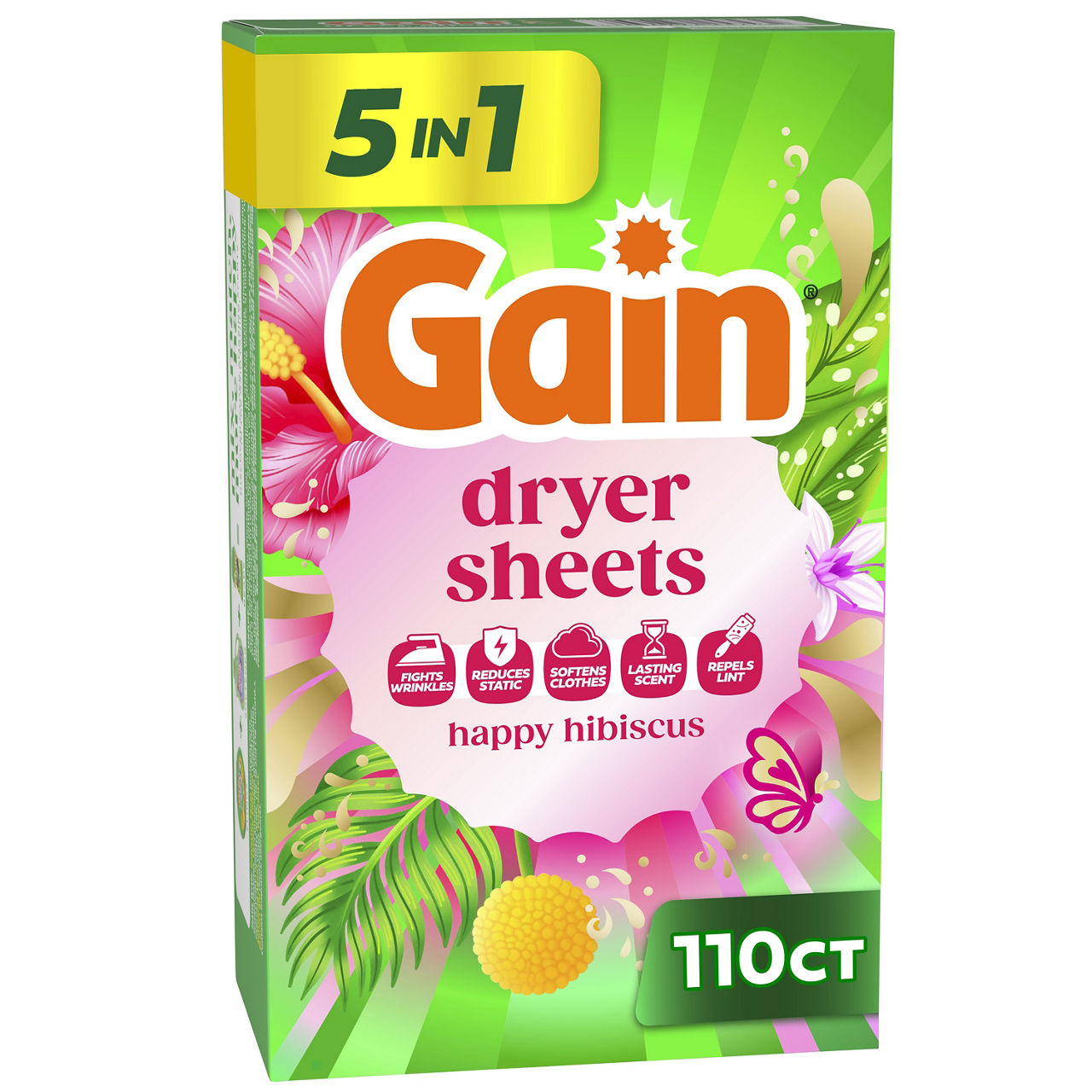 Gain Sheet Hib Hula 110c Gain Dryer Sheets Hibiscus Hula 110 Count — Dollar General
