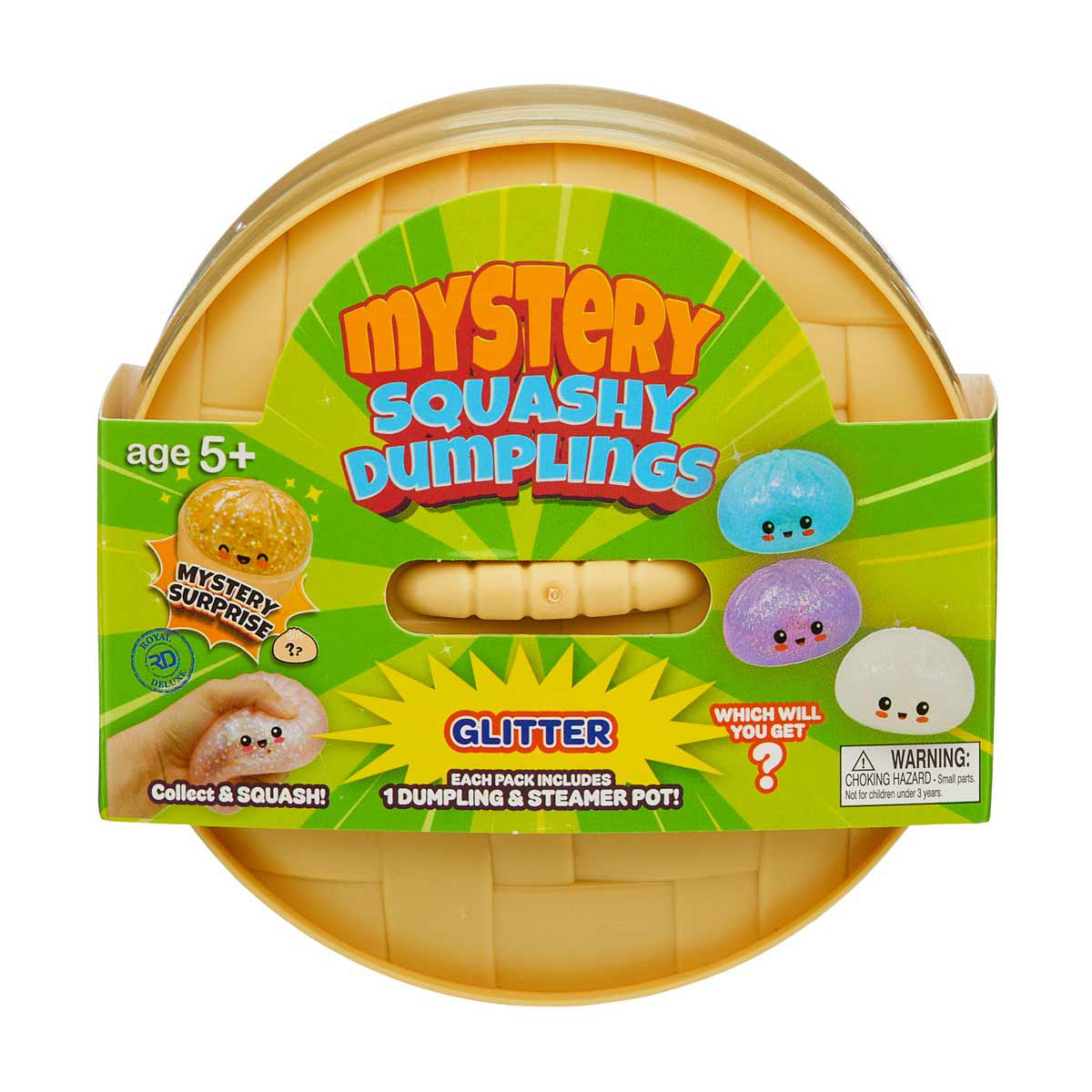 Mystery Squishy Dumplings Glitter Squishy Toy with Steamer Pot