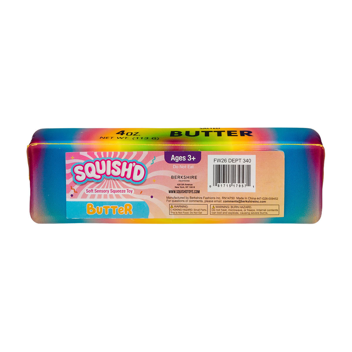Squish’d Butter Soft Sensory Squeeze Toy, 4 oz, Assorted Colors