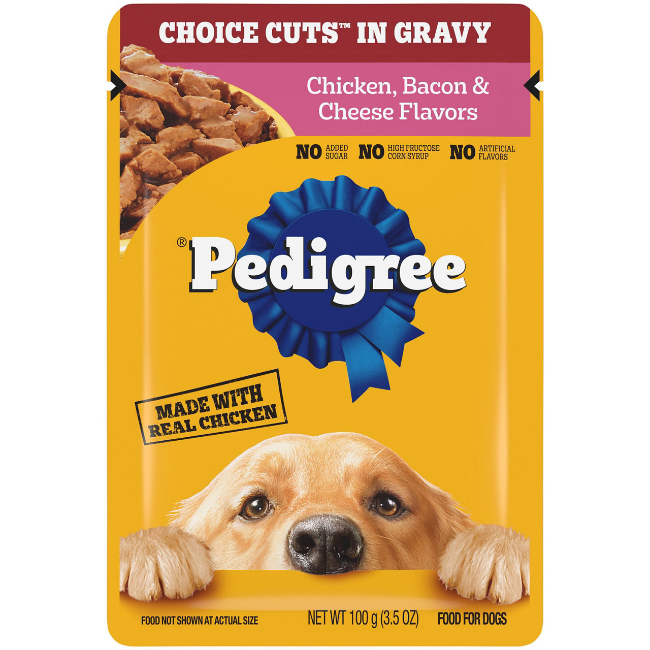 Pedigree Choice Cuts In Gravy Adult Wet Dog Food Chicken, Bacon, & Cheese Flavors, 3.5 oz. Pouch