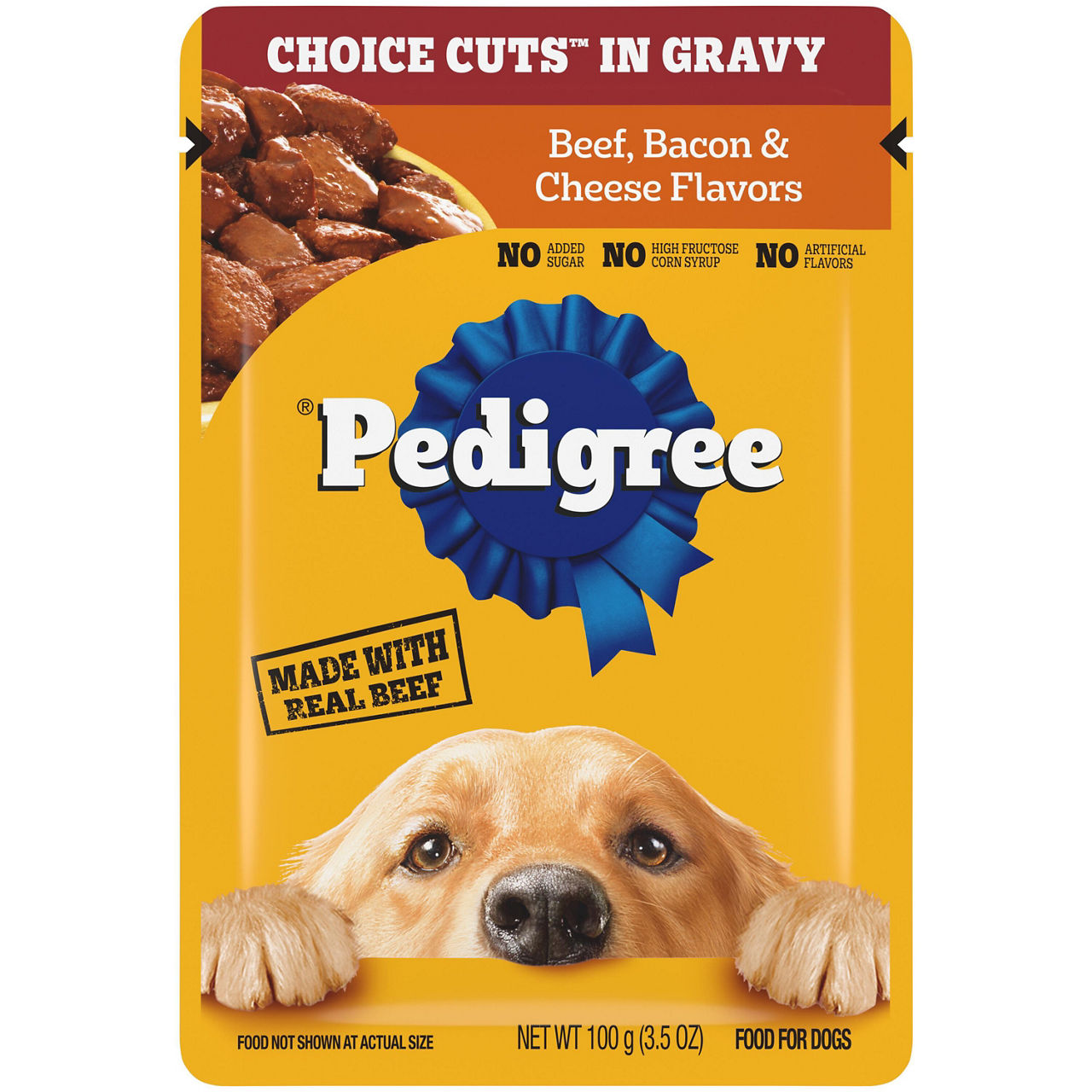 Pedigree Choice Cuts In Gravy Adult Wet Dog Food Beef, Bacon, & Cheese Flavors, 3.5 oz. Pouch