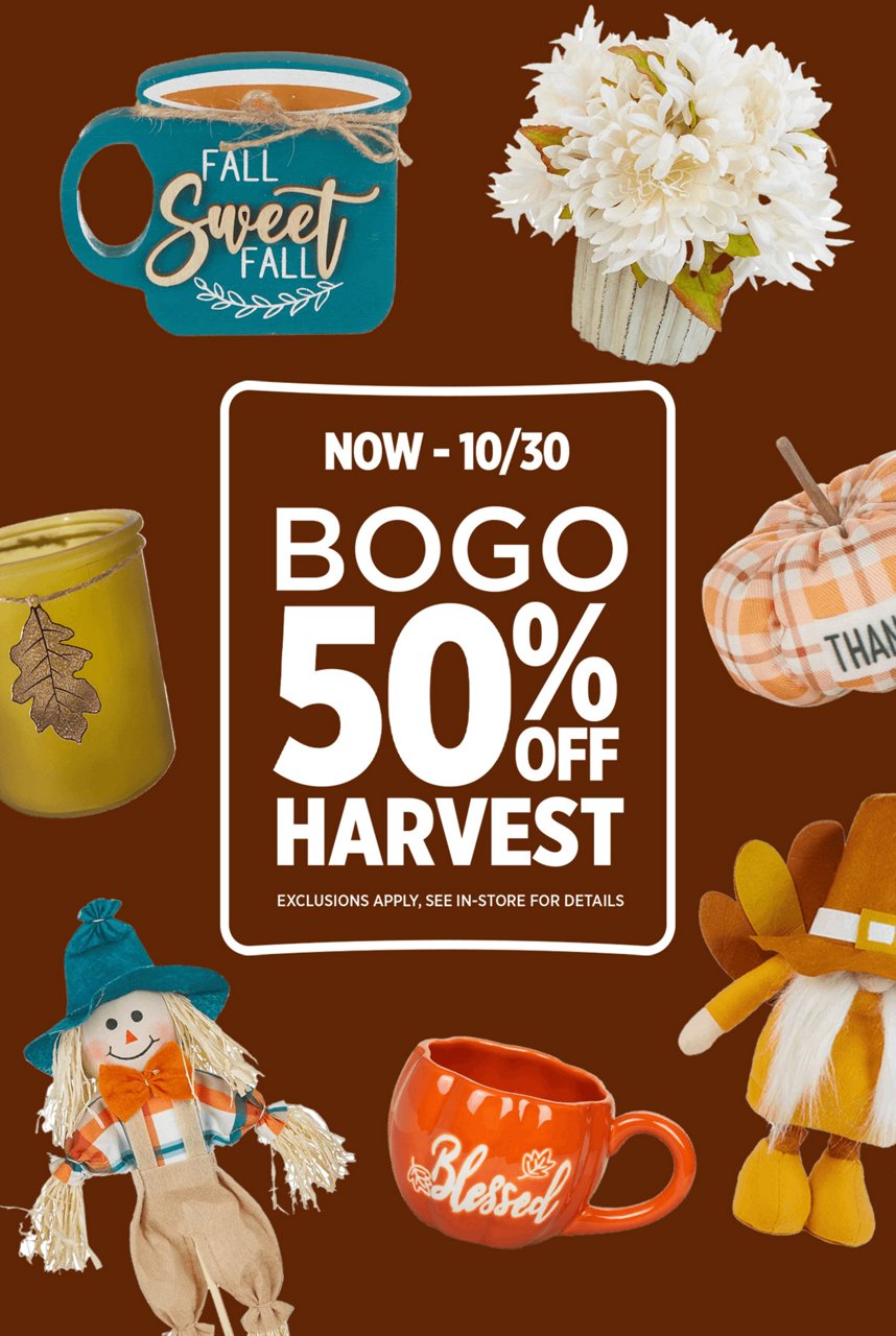 BOGO 50% Off Select Harvest, Now-10/30