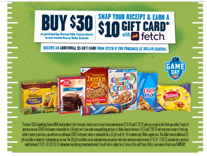 Buy $30 get $10 Fetch gift card