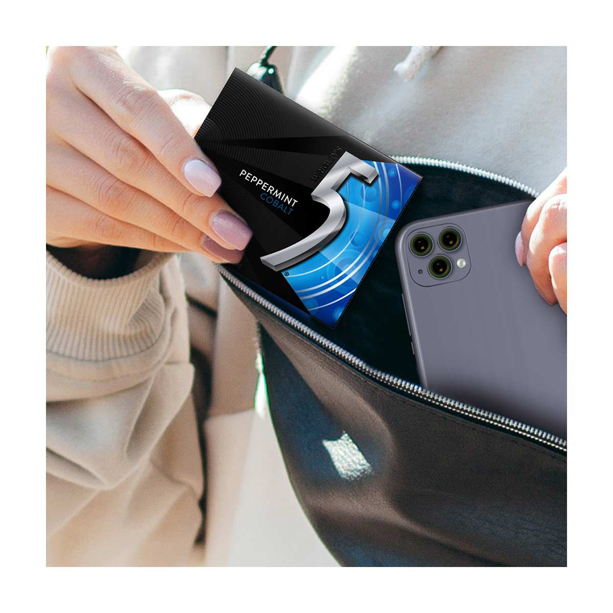 Wrigley's 5 Peppermint Cobalt Sugarfree Chewing Gum, 15 Sticks