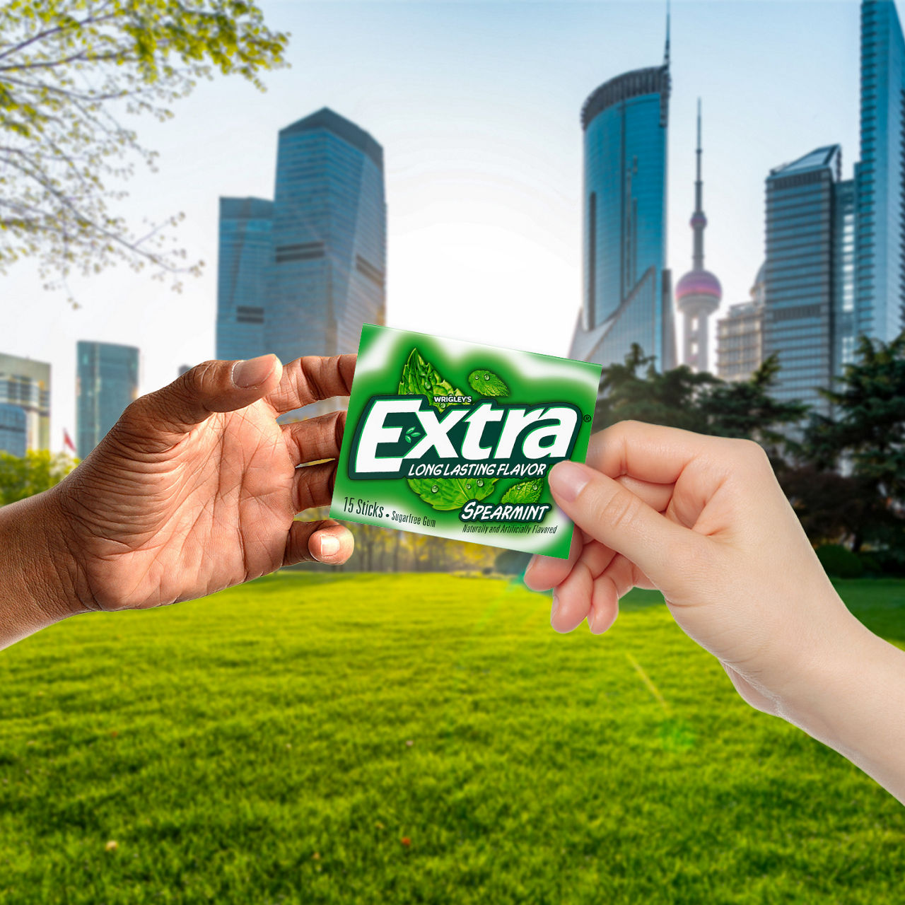 EXTRA Gum Spearmint Sugar Free Chewing Gum, Single Pack, 15 Stick