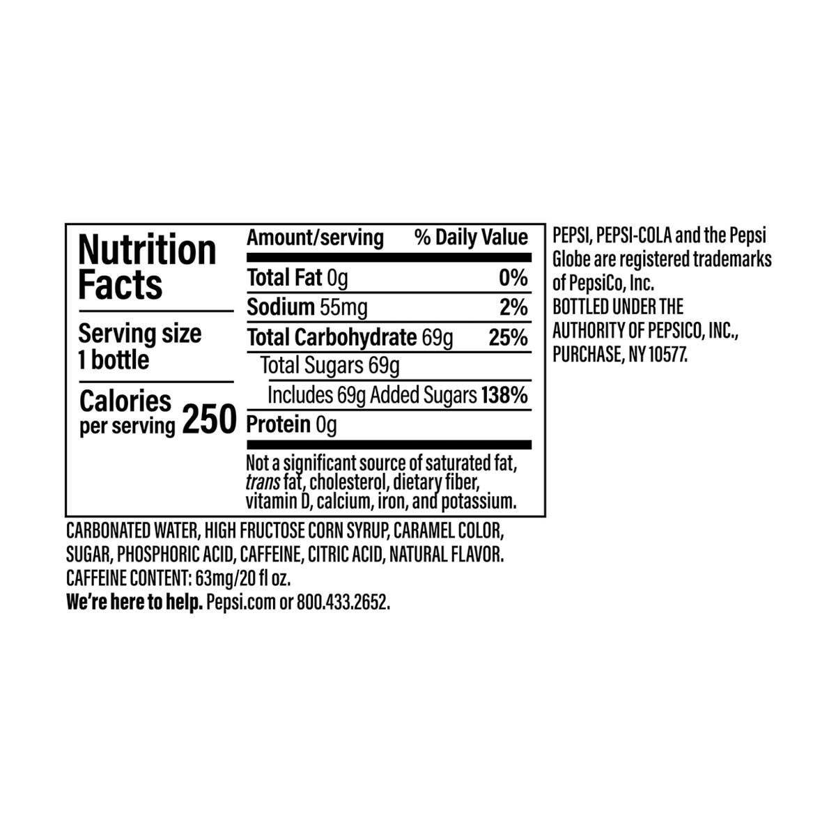 Pepsi Cola Soda Bottle, 20 fl oz