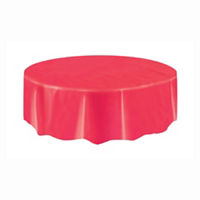 Round Plastic Tablecloth, 84", Red