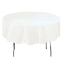Round Plastic Tablecloth, 84", White