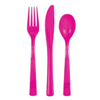Assorted Plastic Silverware Set, 24 Pieces, Black