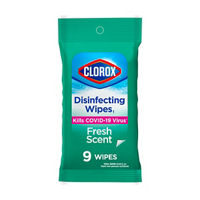 Clorox® Disinfecting Travel Wipes, Fresh Scent, 9 ct