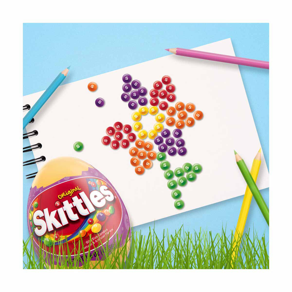 SKITTLES Original Chewy Candy Filled Easter Egg, Easter Basket Candy, 1.6 oz