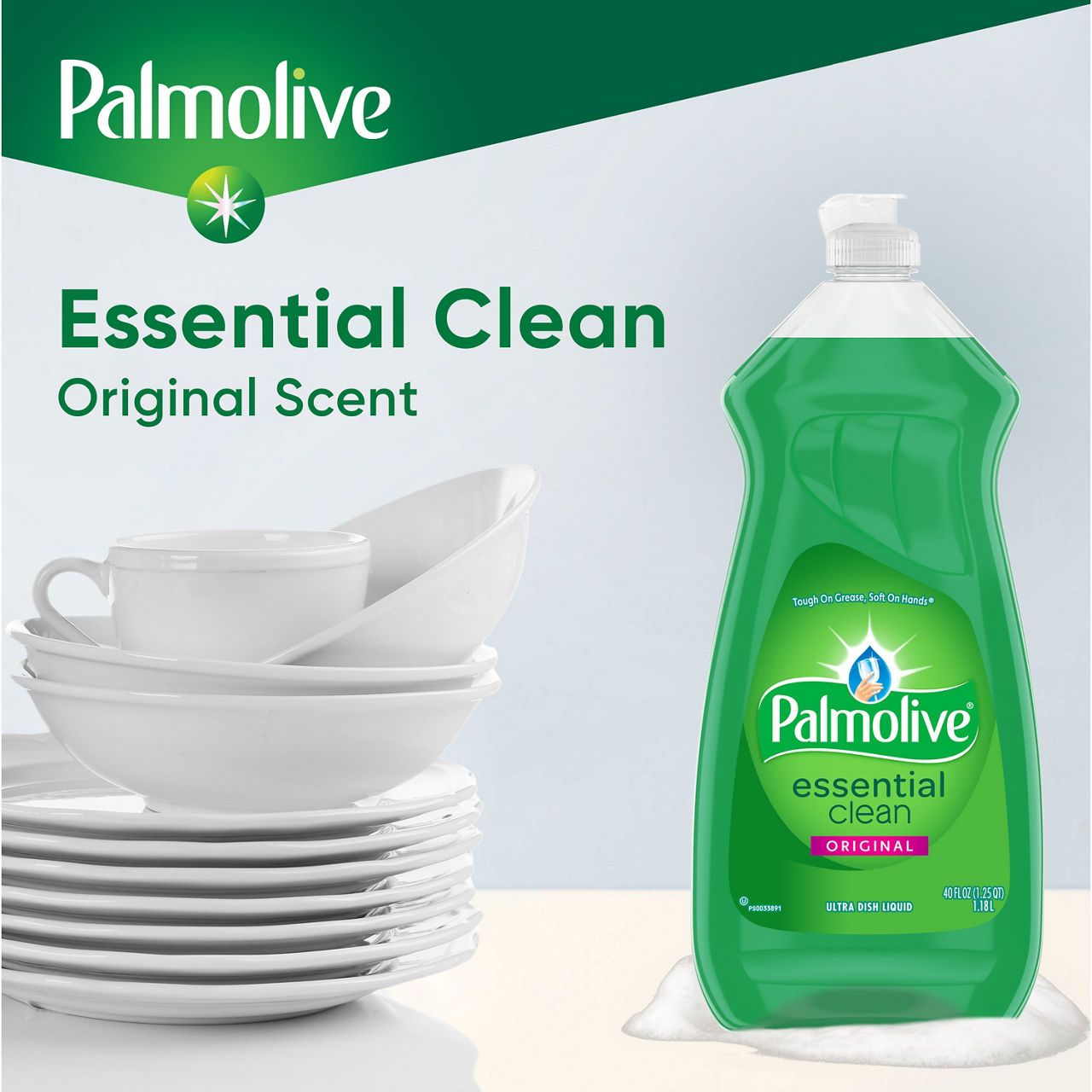 Palmolive Essential Clean Liquid Dish Soap, Grease-Cutting, Original Scent, 40 fl oz