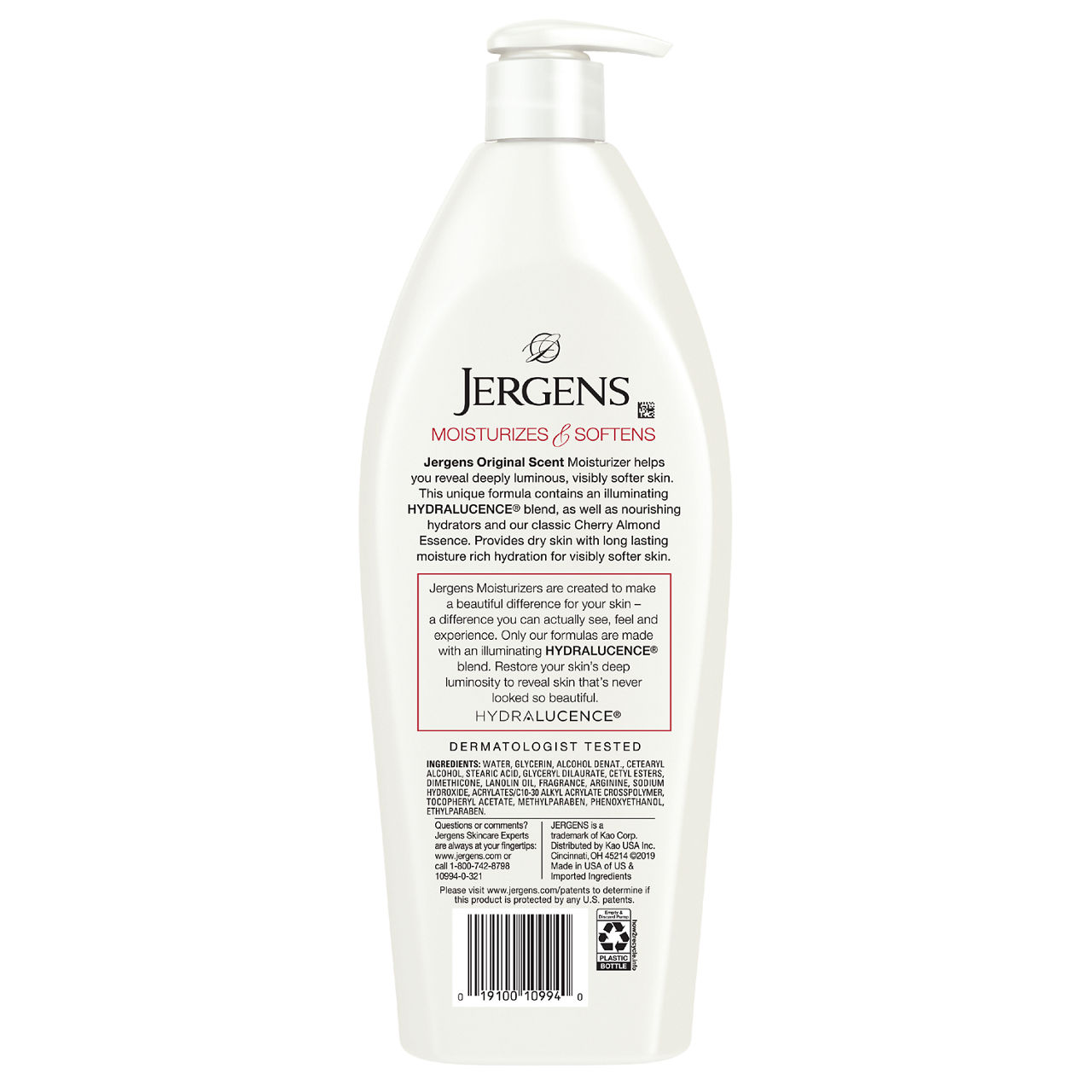 Jergens Original Scent with Cherry Almond Body Lotion Moisturizer for Dry Skin, 21 oz