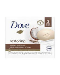 Dove Restoring Coconut & Cocoa Butter Beauty Bar, 3.75 oz, 3 Bars
