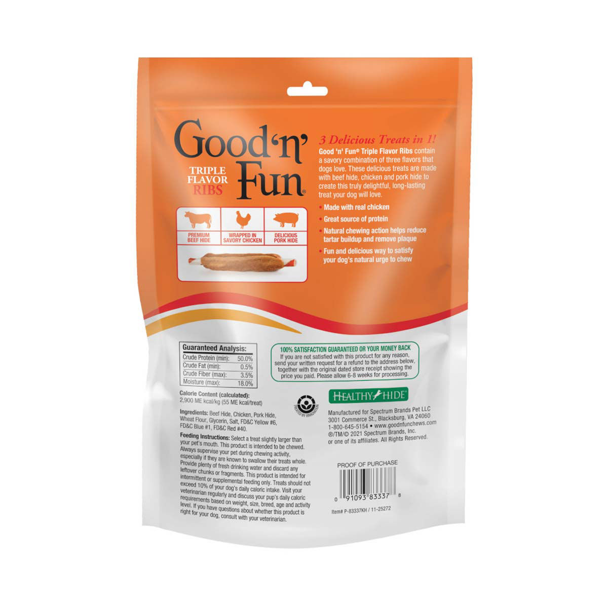 Good 'n' Fun Triple Flavor Ribs Dog Treats, 4 oz