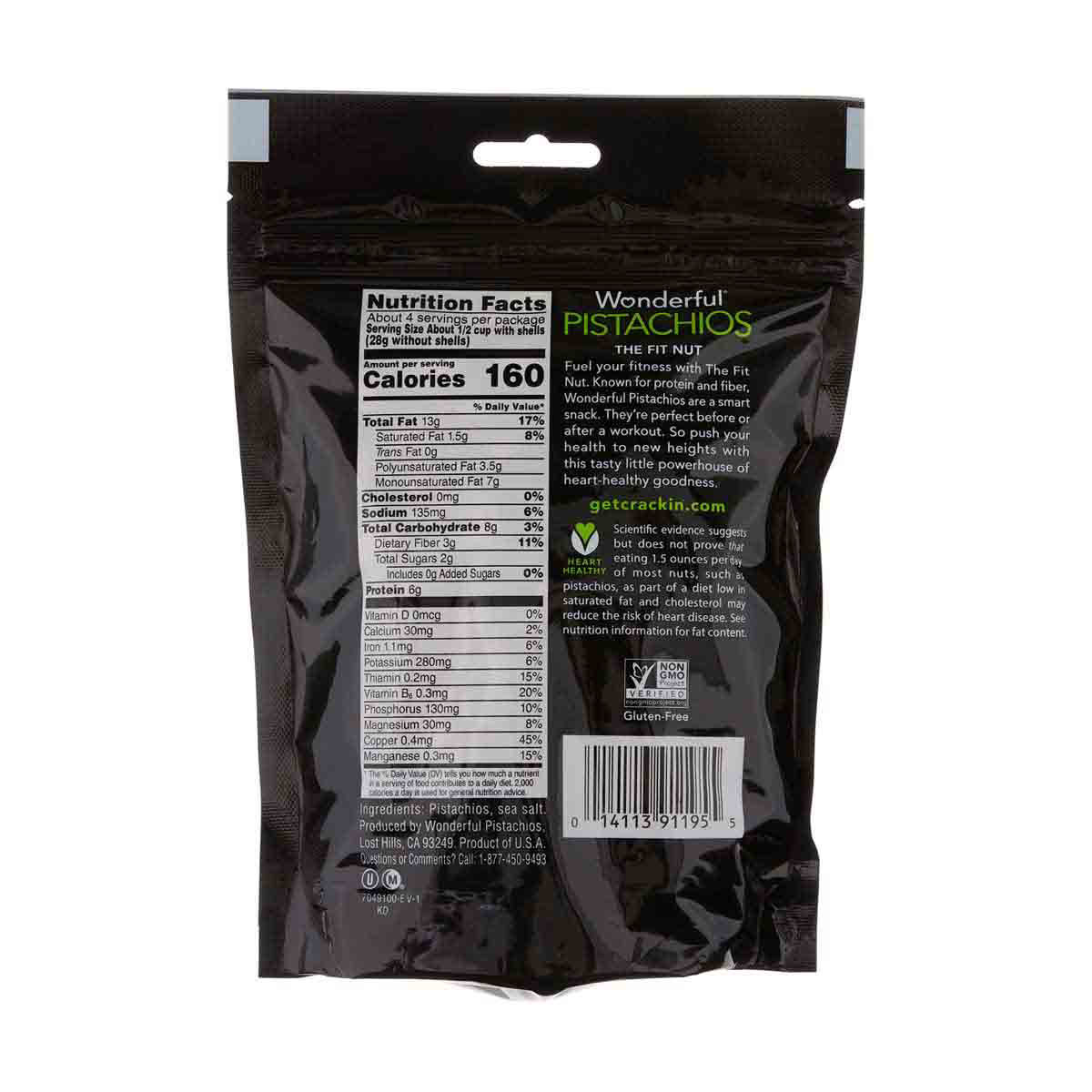 Wonderful Roasted And Salted Pistachios, 8 oz.